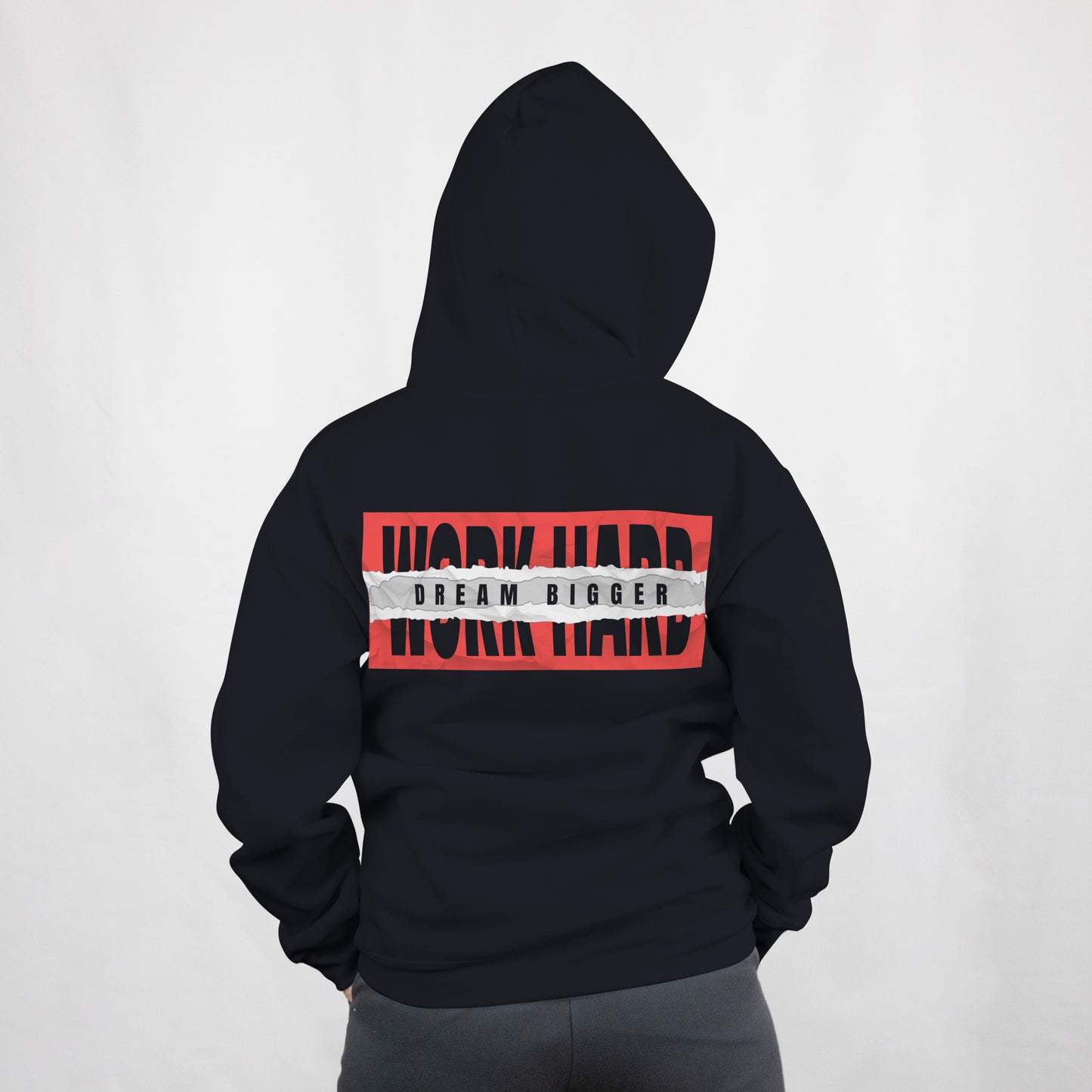 Work Hard Dream Bigger Hoodie Black Oversized 500GSM Heavyweight