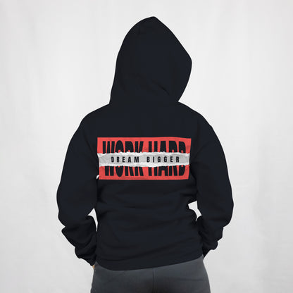 Work Hard Dream Bigger Hoodie Black Oversized 500GSM Heavyweight