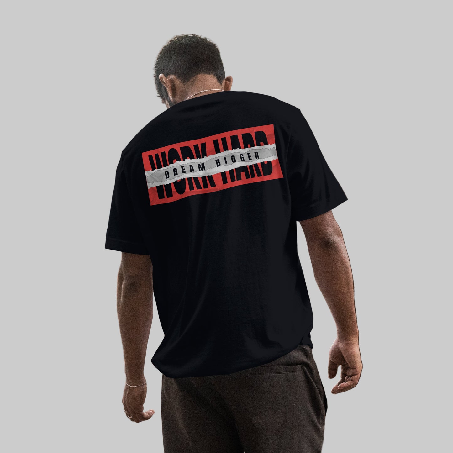 Work Hard Dream Bigger T-Shirt Black Oversized Organic Cotton Tee